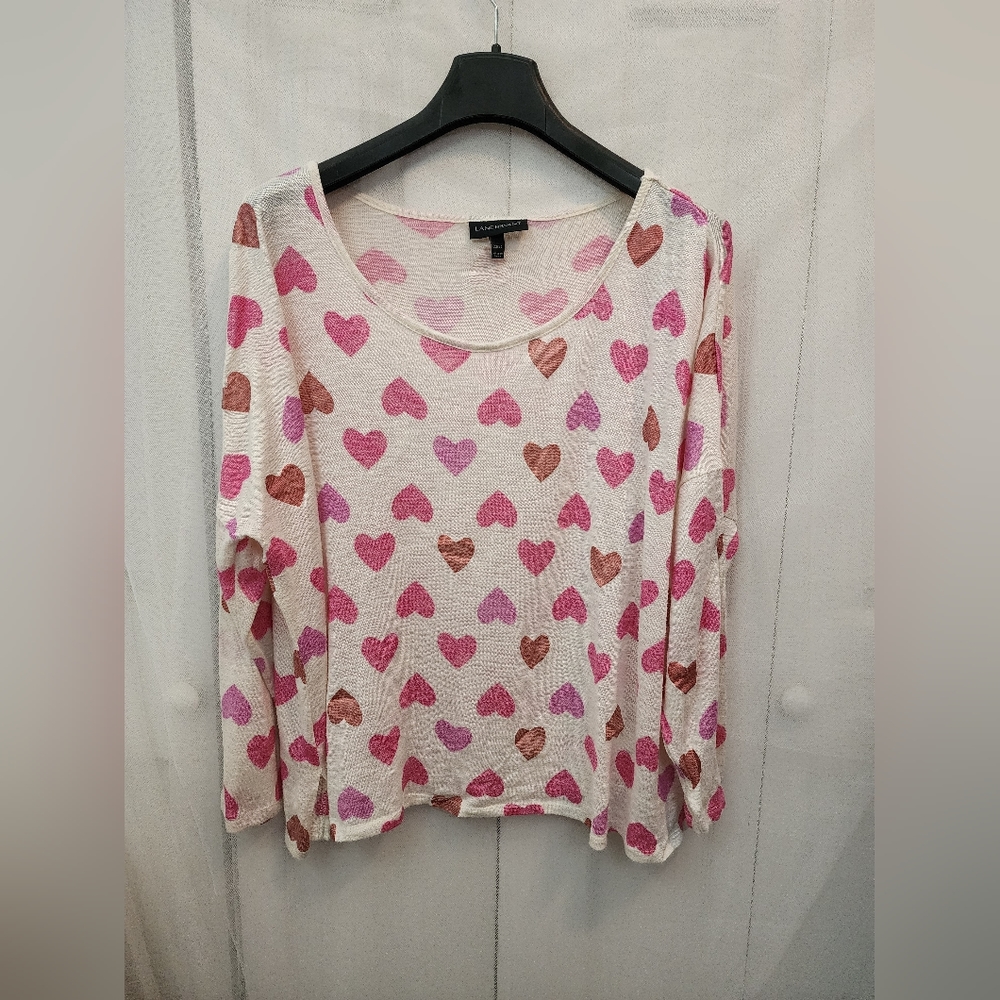 Lane Bryant Metallic Heart Dolman Knit Top Shirt